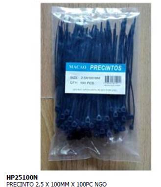 PRECINTOS 10 CM X 2.5 DE ANCHO X 100 UNID NEGRO