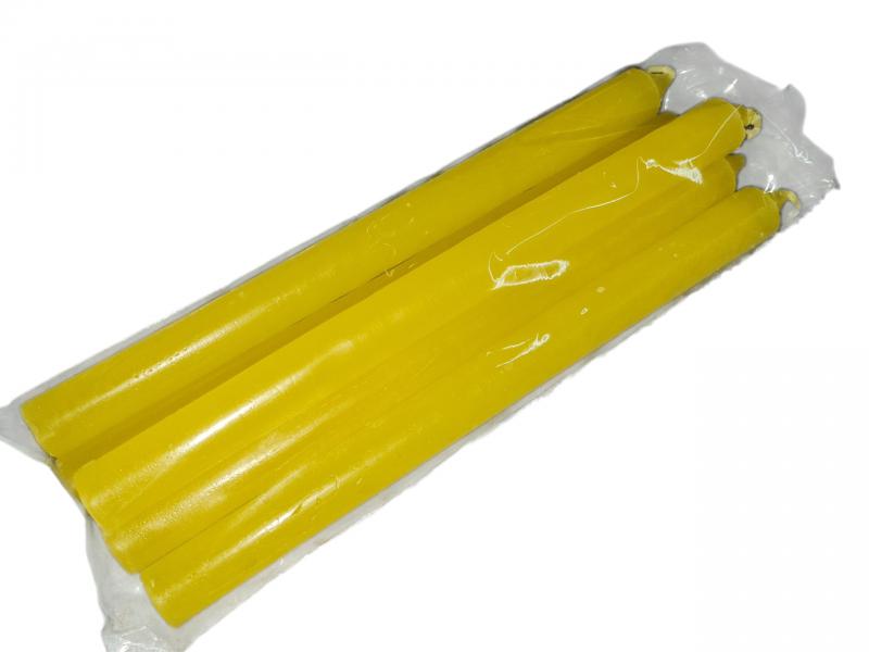 VELA LISA 20 CM AMARILLA X 5 UNID (PARAFINA)