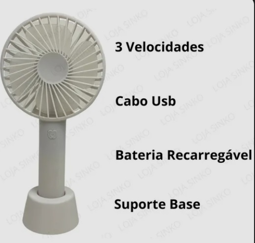 VENTILADOR DE MANO 21CM 3 VELOCIDADES