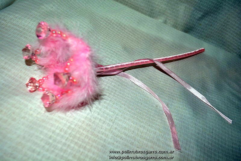 VARITA FORRADA+PLUMAS+ DECORACION 28CM