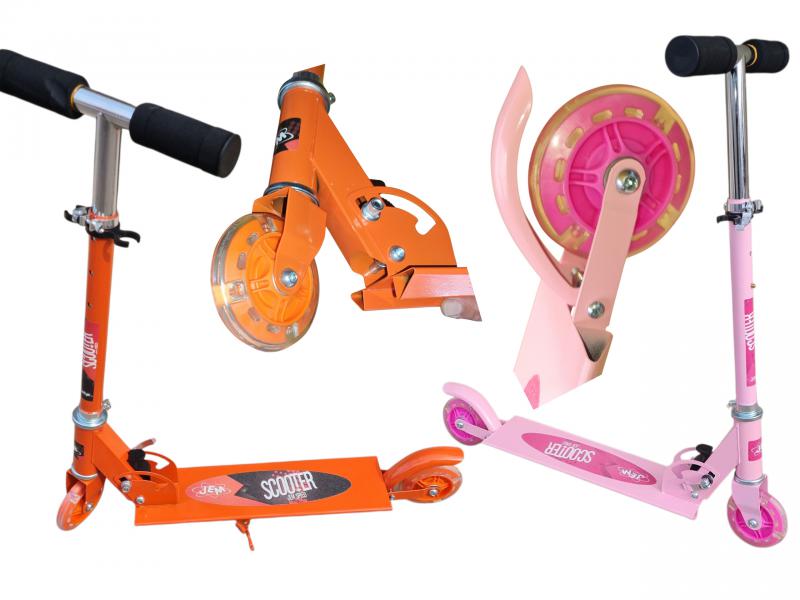 MONOPATIN  SCOOTER METAL RUDA LED ROSA /NARANJA