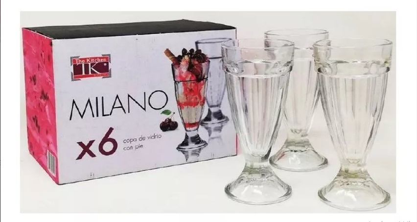 COPA HELADO C/PIE MILANO 310CC X 6 UNID