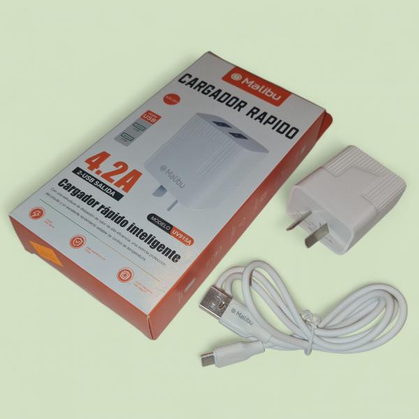 CARGADOR MALIBU 4.2A DOBLE ENTRADA V-8