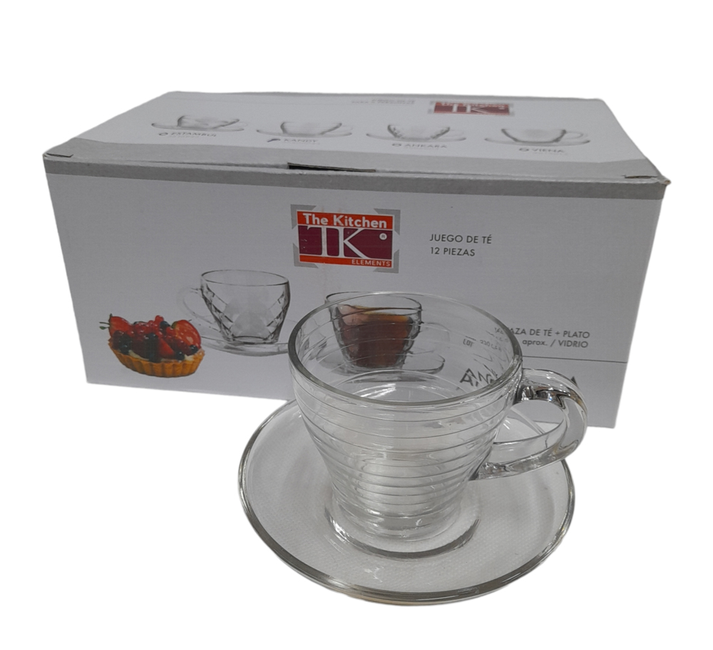 JARRO+PLATO VIDRIO P/TE KANDY X 6 UNID 230CC