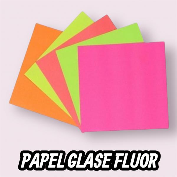 PAPEL GLACE FLUO 10X10 CM X 5 HOJAS EN SOBRE