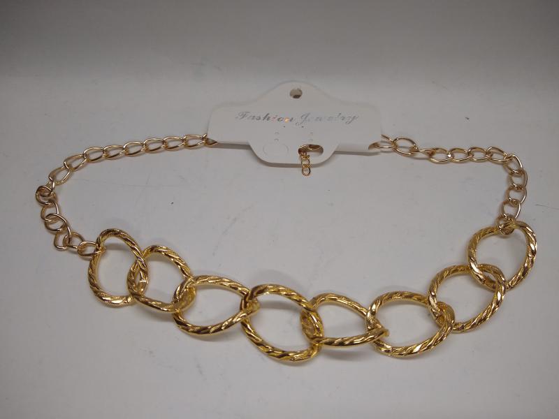 COLLAR FANTASIA DORADA ESLABON GDE ENTRELAZADO