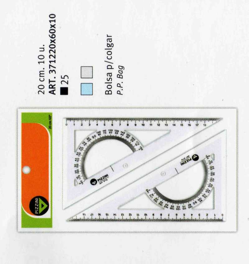 ESCUADRA 20 CM X 60º C/TRANSPORTADOR