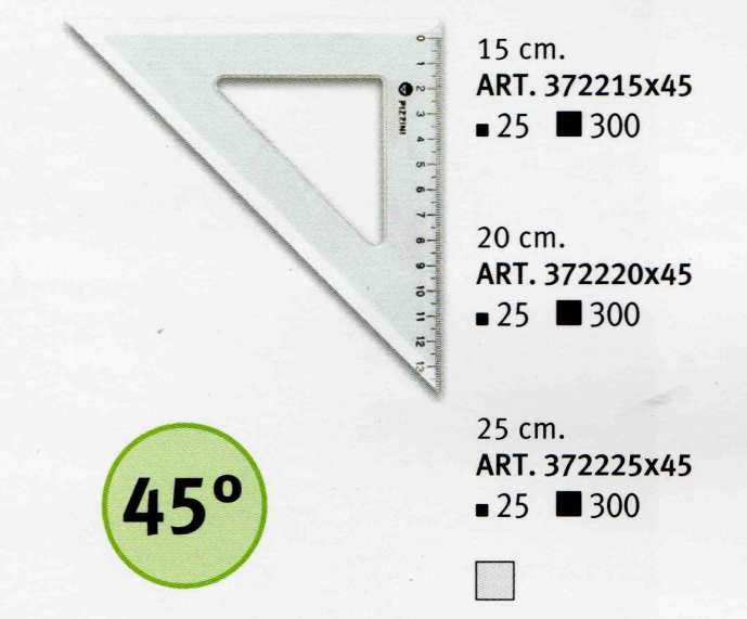 ESCUADRA 10CM X 45º GRABADA