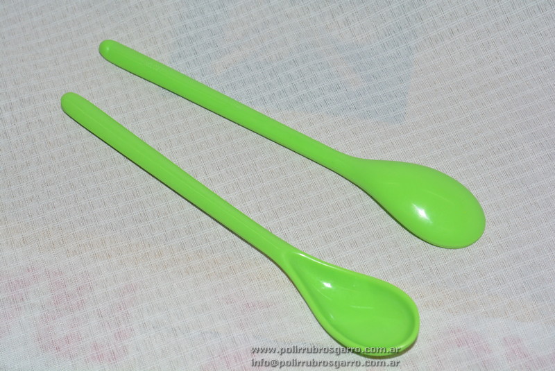 CUCHARA CAPUCCINO PLASTICA VERDE/NARANJA
