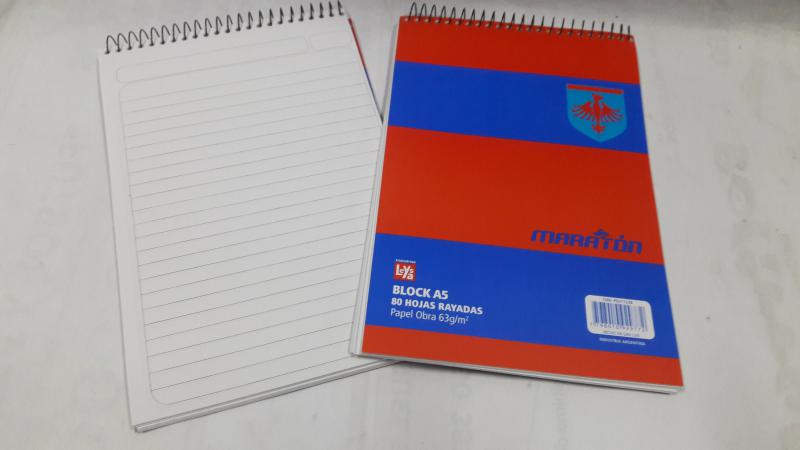 BLOCK C/ESPIRAL A5 MARATON X 80 HS RAYADO