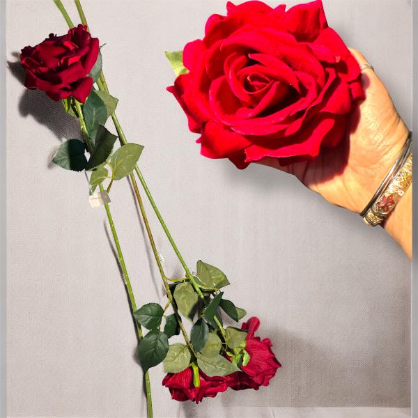 VARA ROSA GRANDE ABIERTA TERCIOPELO ROJA 75CM