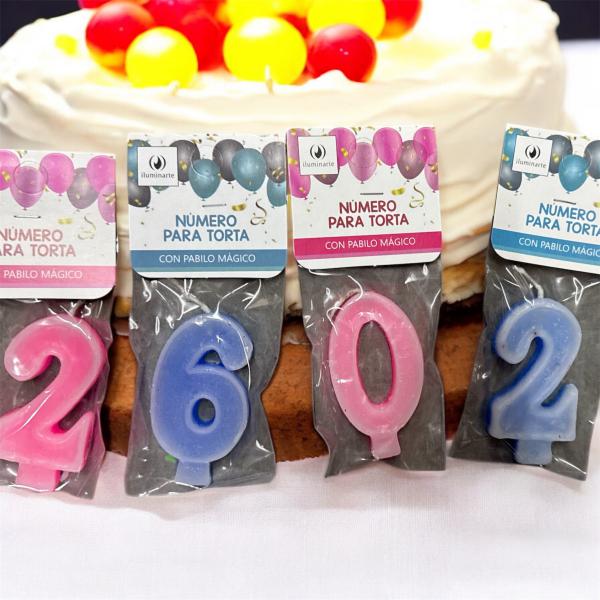 VELA NUMEROS CELESTE/ROSA E/BOLSA