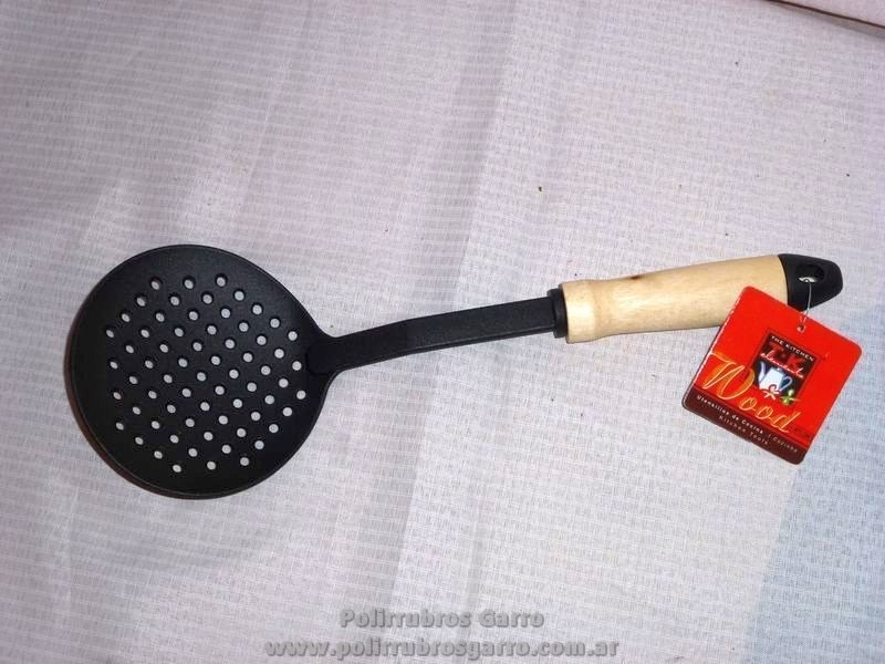 ESPUMADERA 34 CM * TEFLON Y MANGO MADERA
