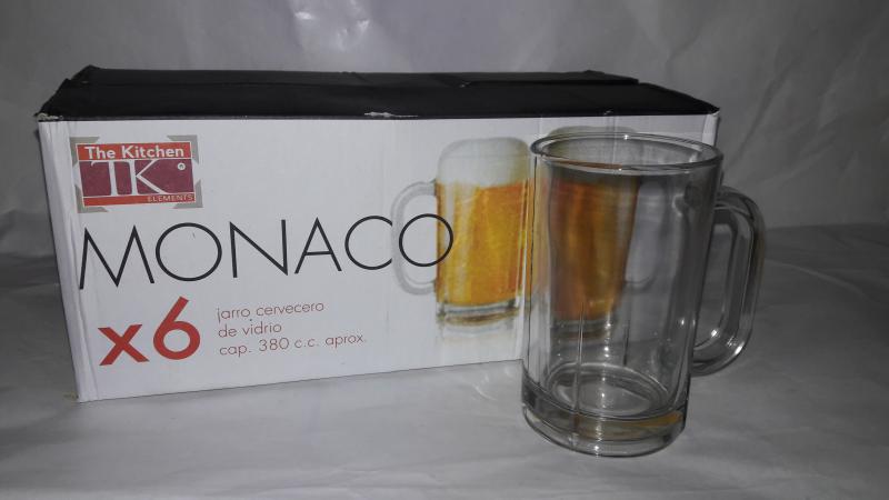 VASO CERVEZA C/ASA MONACO 380 ML X 6 UNID