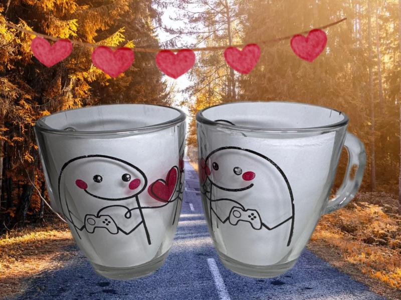 JARRO MUG VIDRIO AMANECER MEME JOYSTICK