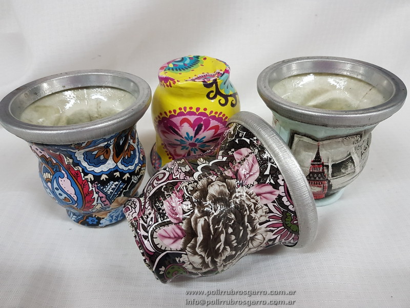 MATE VIDRIO PETISO FORRADO ESTAMPADO FLOR