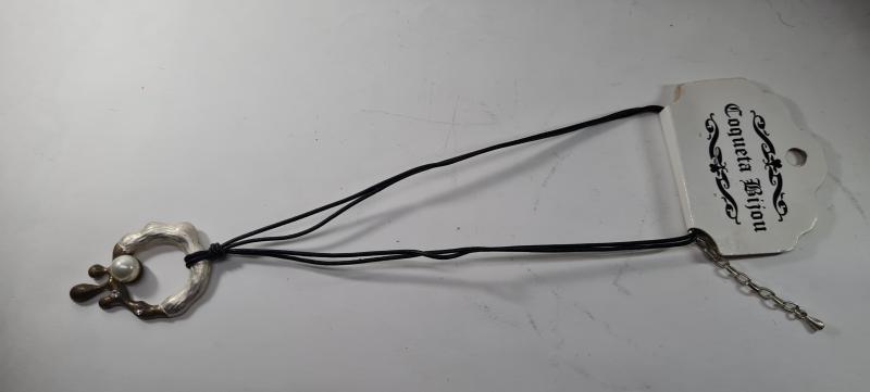 COLLAR DOBLE CORDON GAMUZA NEGRA + DIJE