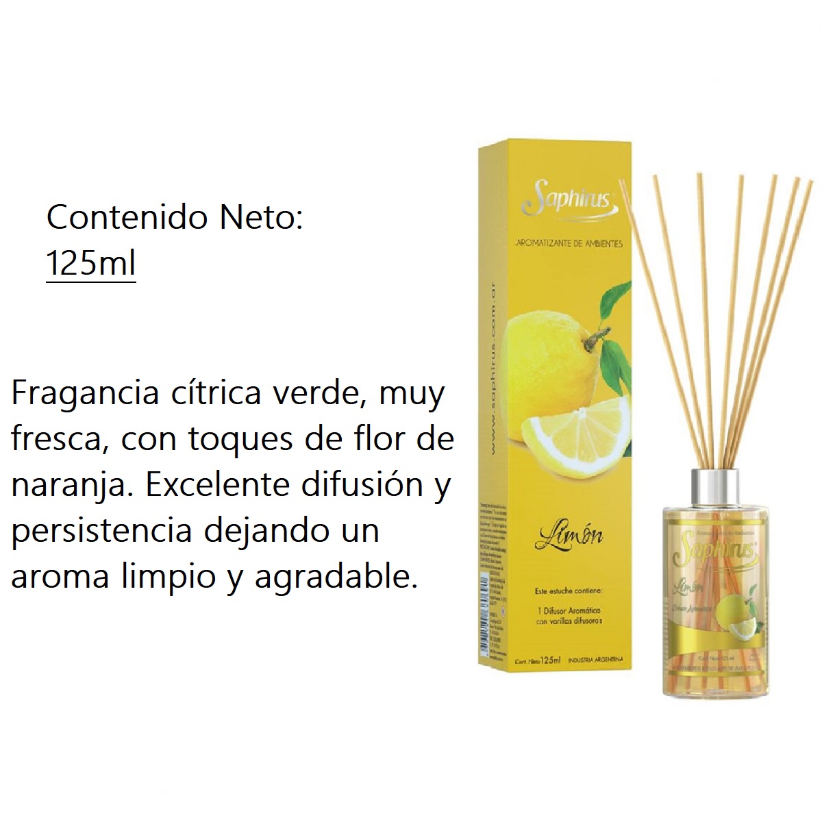 DIFUSOR 125ML SAPHIRUS LIMON