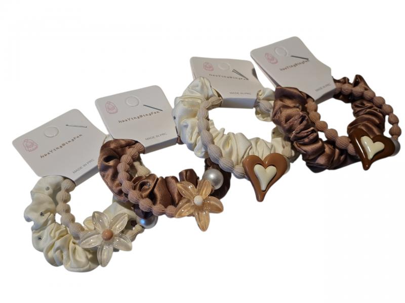 COLITA TELÑA C/APLIQUE FLOR/PERLA/CORAZON X 2 UNID