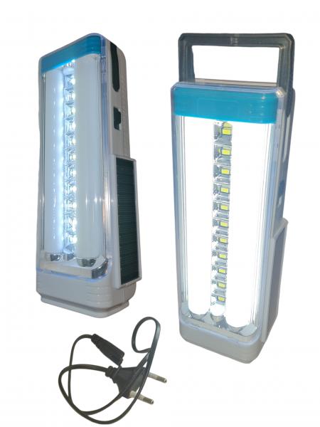 LINTERNA RECT LED SOLAR/PILAS/RECARGABLES 20X7CM
