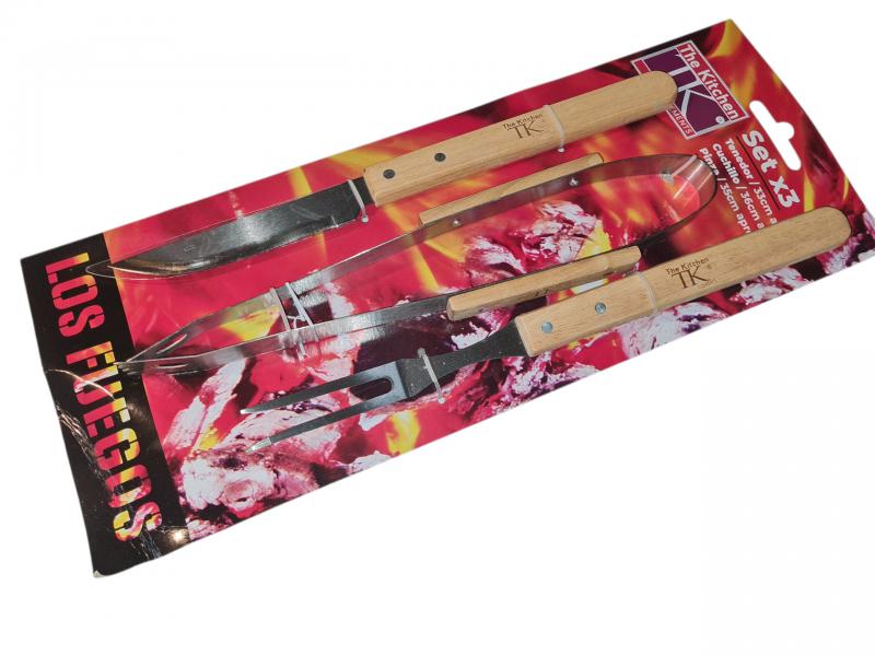 ASADO *CUCHILLO/TENEDOR/PINZA LARGO 35CM