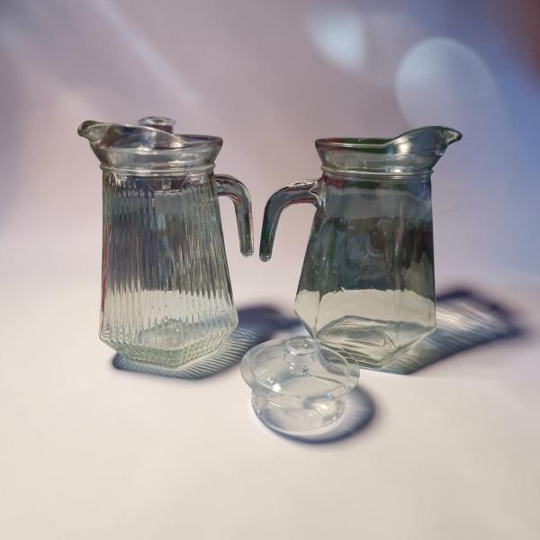 JARRA DE VIDRIO LISA C/TAPA HEXAGONAL 1.2LTS