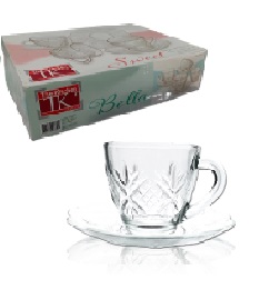 JARRO+PLATO VIDRIO P/TE BELLA X 6 UNID 220CC