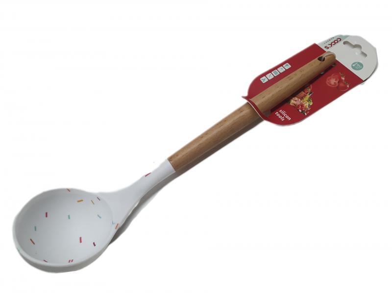 CUCHARON SILICONA M/MADERA 32CM