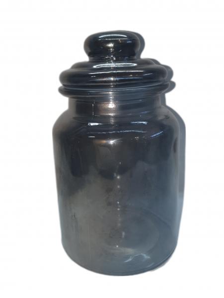 FRASCO DE VIDRIO C/TAPA PLATEADO 18X11CM