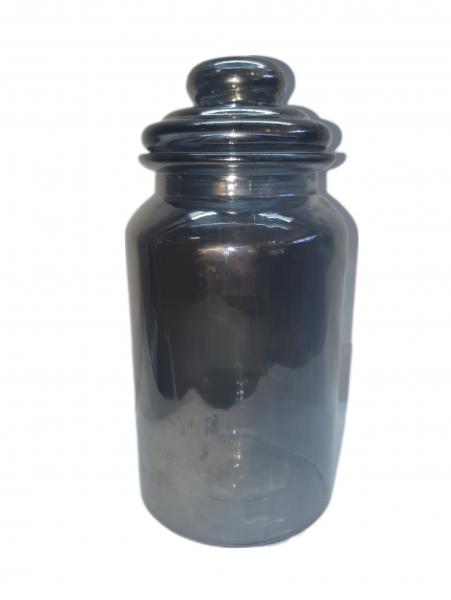 FRASCO DE VIDRIO C/TAPA PLATEADO 22X11CM