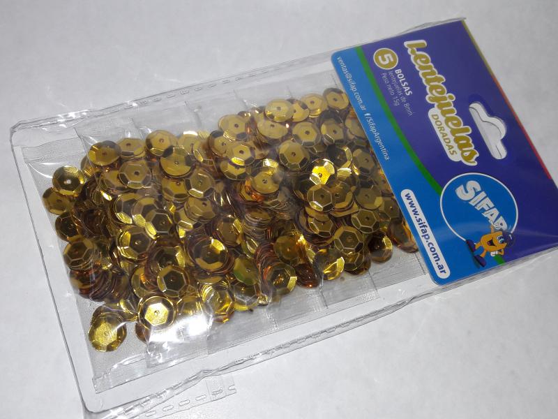 LENTEJUELAS DORADAS  X 5 SOBRES