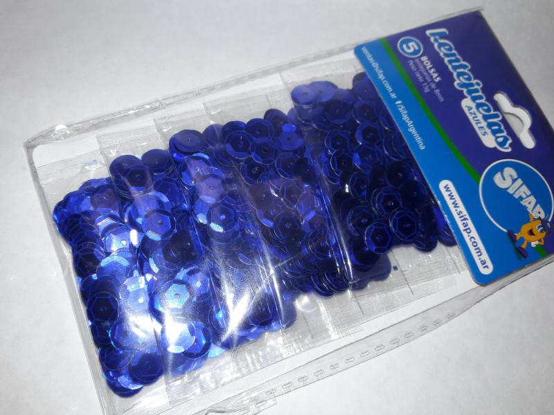LENTEJUELAS AZULES  X 5 SOBRES