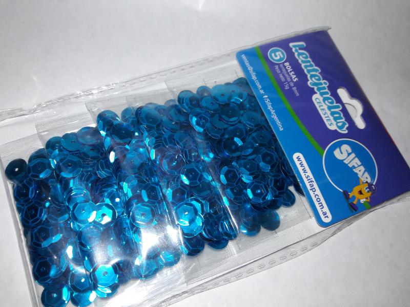 LENTEJUELAS CELESTE  X 5 SOBRES