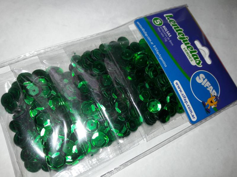 LENTEJUELAS VERDE  X 5 SOBRES