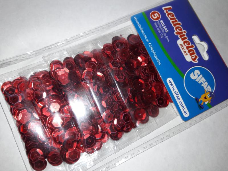 LENTEJUELAS ROJA  X 5 SOBRES