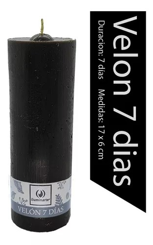VELA 7 DIAS Y 7 NOCHES NEGRA 18X6CM