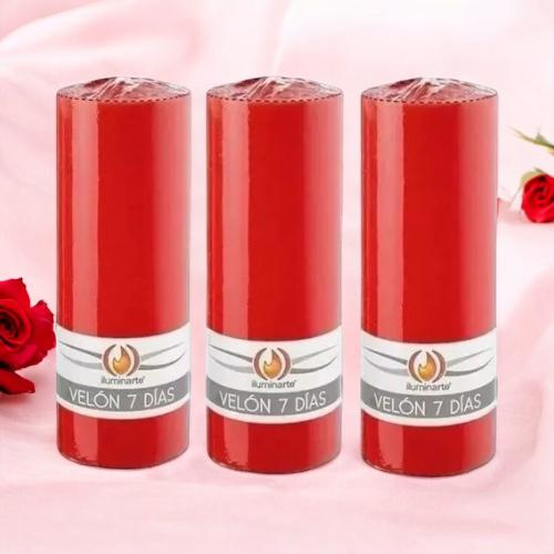 VELA 7 DIAS Y 7 NOCHES ROJA 18X6CM