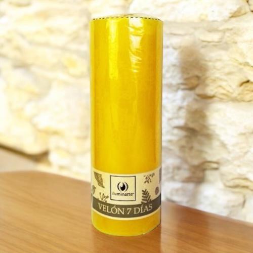 VELA 7 DIAS Y 7 NOCHES AMARILLA 18X6CM