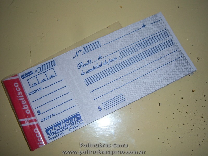 TALONARIO RECIBO OBELISCO CHICO X 50 HS  7.5X17 CM