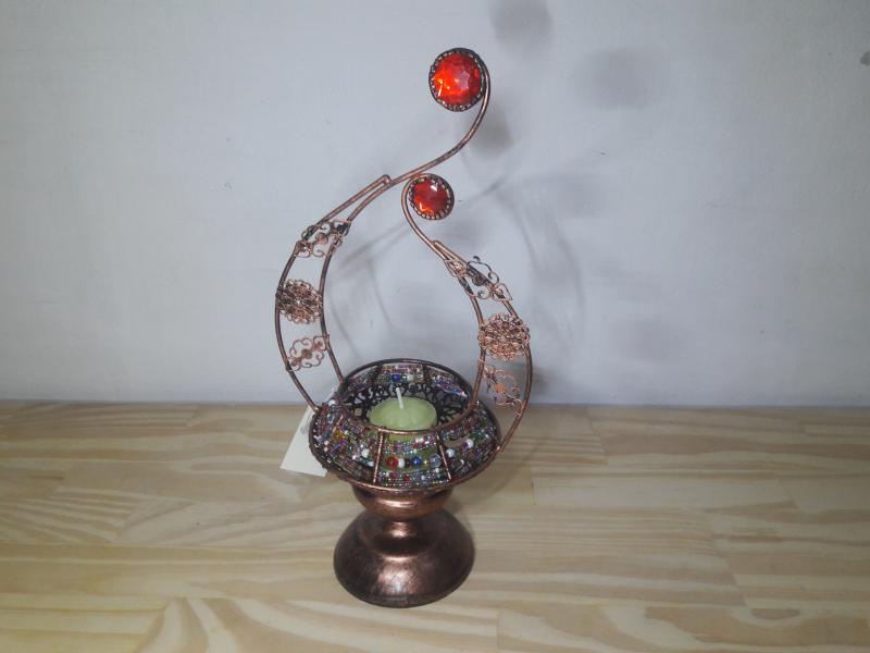 PORTA VELA FLAMAS METAL CANUTILLO 28CM