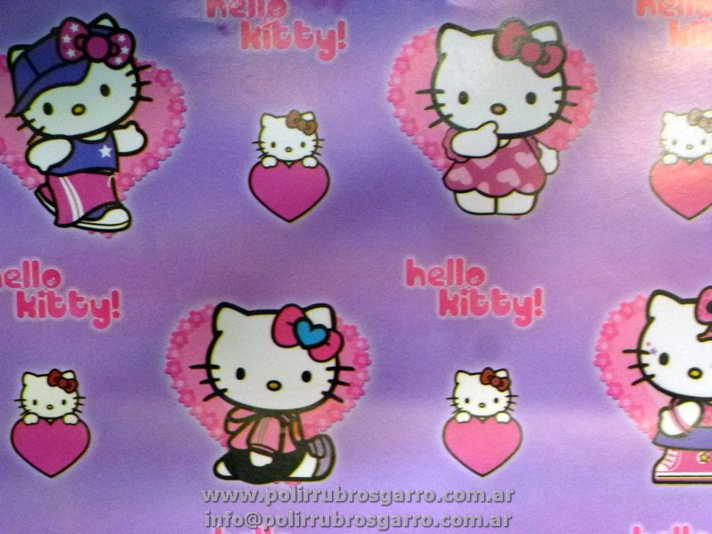 PAPEL DE FORRAR KITTY FONDO VIOLETA