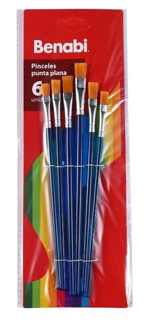 PINCEL BENABI ARTISTICO X 6 PUNTA PLANA RECTA