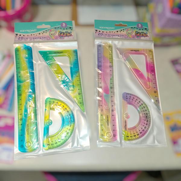 SET GEOMETRICO FLEXIBLE PASTEL GLITTER X UNID