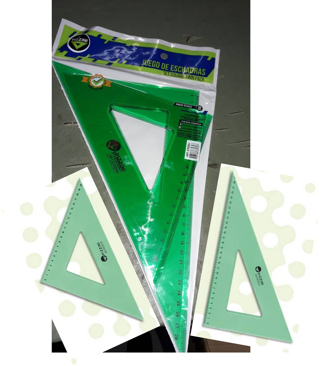 Juego de escuadras 30 cm x 45º y 30 cm
