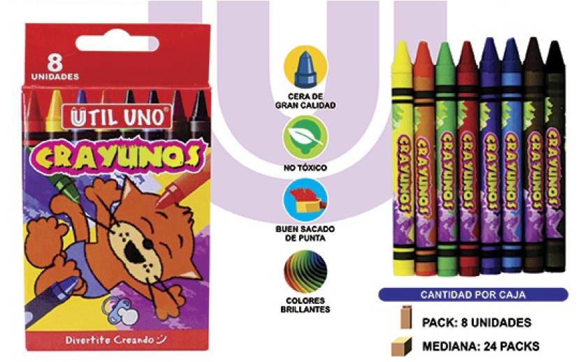 CRAYONES UTIL UNO X 8 COLORES