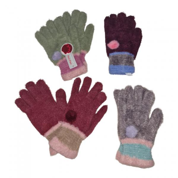 GUANTE PÉLUDO C/POMPOM COLORES