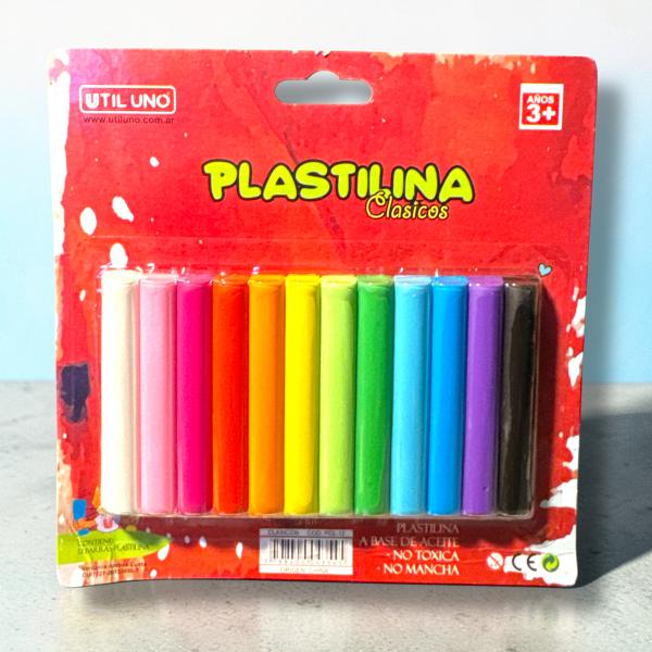 PLASTILINA X 12 UTIL UNO COLORES CLASICOS