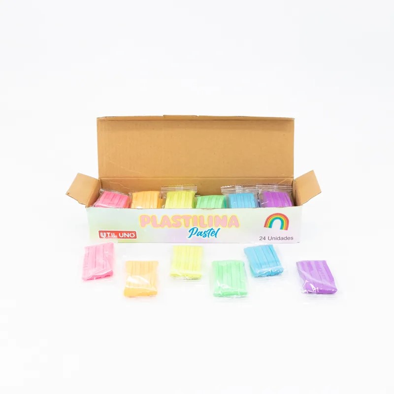 PLASTILINA COLORES PASTELES  X 24 UNID UTIL UNO