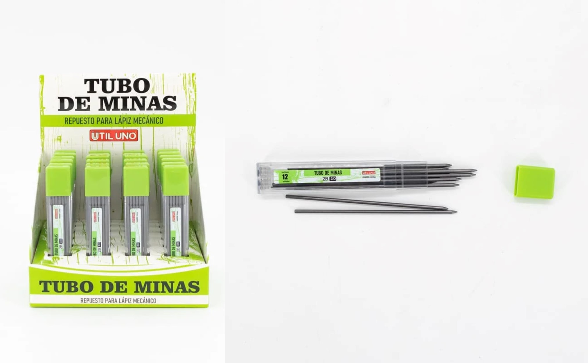 MINAS 2MM 2B EN TUBO UTIL UNO X 12 UNID