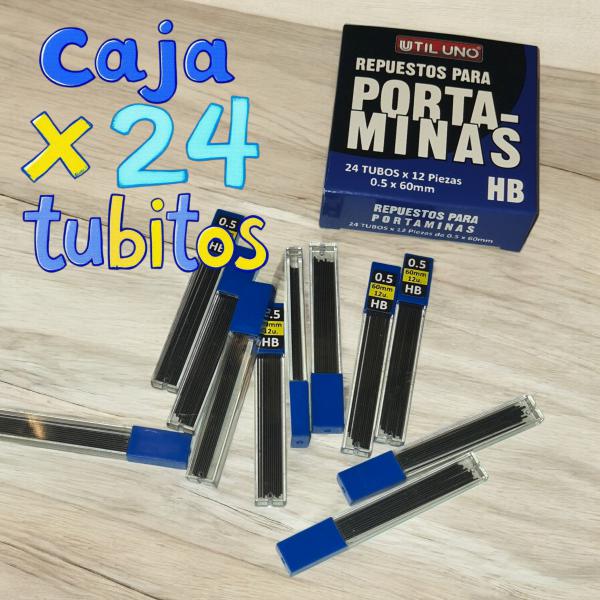 MINAS 0.5MM HB 60MM ESTUCHE 12 MINA X 24 UNID